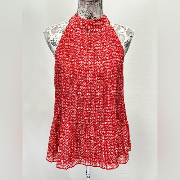 Cherry red and white MAX STUDIO halter top, size L. - Picture 1 of 14